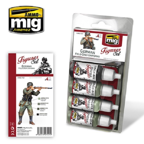 Ammo Mig A.MIG7021 German Field Grey Uniforms Acrylic Paint Set